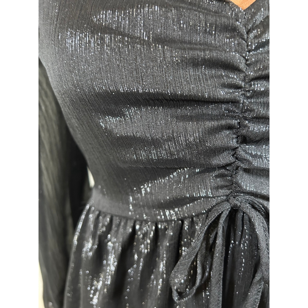 Altar'd State Black Shimmer Off-Shoulder Mini Dress S - Picture 8 of 8